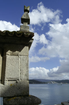 Combarro (Pontevedra) Spain. Stone granary next to the estuary of Pontevedra in the interior of the village of Combarro