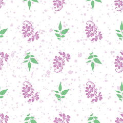 Vector pastel purple flower with green leaf and
