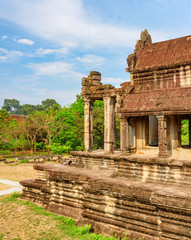 Side entrance to ancient complex Angkor Wat, Siem Reap, Cambodia