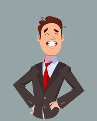 happy facial expression. happy young businessman expression vector illustration in cartoon style.