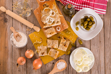 Genoese focaccia flatbread.