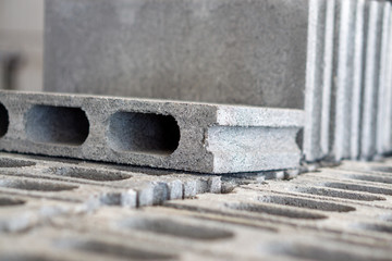 Close-up side view of Gray Brick Wall for Construction.