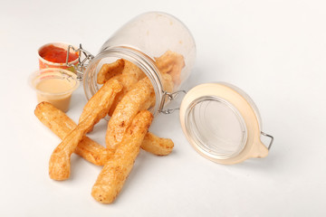 crackers with sauce and cheese krecek indonesian food