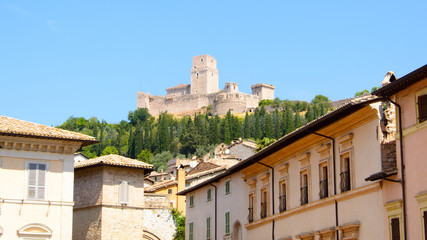 view of the city of Assisi Umbria Italy