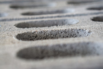Close-up Top view of Gray Brick Wall for Construction.