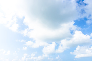 Nature Bright blue Sky with white clouds on blackground. Beautiful sky and clouds in the afternoon.