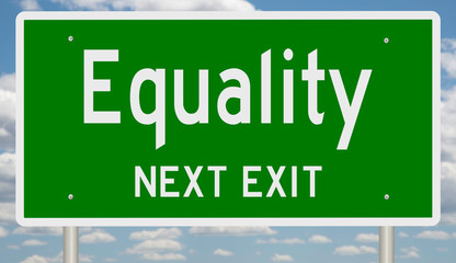 Rendering of a green 3d highway sign for Equality