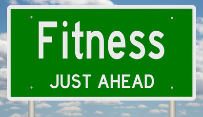 Rendering of a green 3d highway sign for Fitness