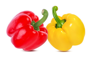 Red and yellow peppers  isolated.  With clipping path.