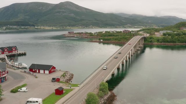 Stokmarknes aerial view. Norway. Lofoten islands