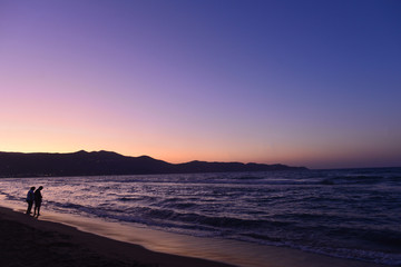 Fototapeta na wymiar Sonnenuntergang am Amoudara Strand, Heraklion/Kreta