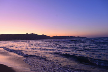 Sonnenuntergang am Amoudara Strand, Heraklion/Kreta