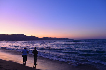 Sonnenuntergang am Amoudara Strand, Heraklion/Kreta