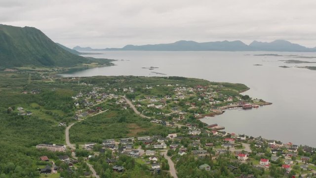 Stokmarknes aerial view. Norway. Lofoten islands