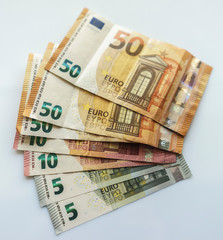 Closeup Euro Money Banknotes