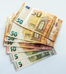 Closeup Euro Money Banknotes
