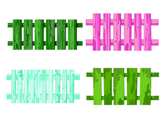 wooden fence texture and green pink blue on white background illustration vector