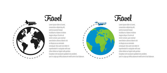 Tourism map concept. Travel, great design for any purposes. Travel concept background. Globe earth vector design template. Airplane way. Infographic design template. Vector