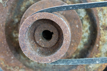 Side view on Old belt of water pump.