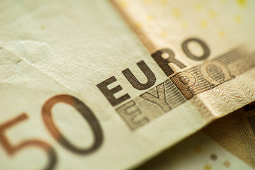 Closeup Euro Money Banknotes