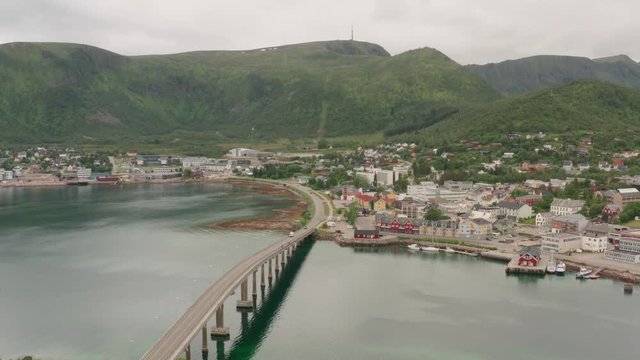 Stokmarknes aerial view. Norway. Lofoten islands