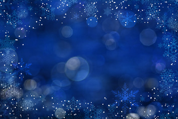 Blue Christmas background with snowflakes