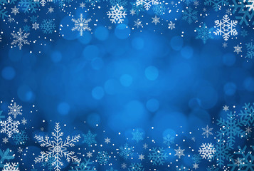 Blue Christmas background with snowflakes