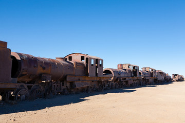 Fototapeta na wymiar Cemetery trains Uyuni, Bolivia