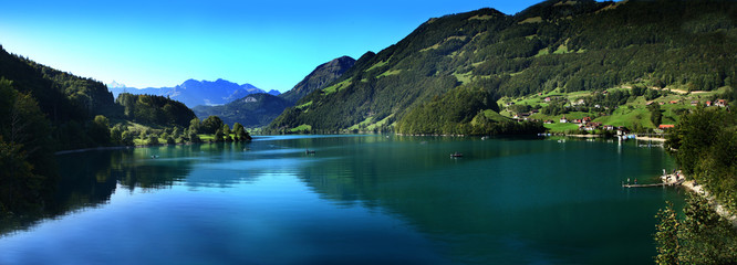 lake lungern Switzerland - famous fishing lake in Switzerland