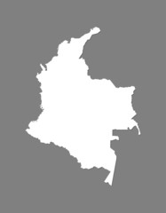 Colombia vector map with integrated land area using white color on dark background illustration