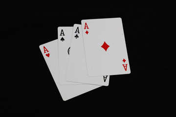 Playing Card with black background, Poker. Blackjack.