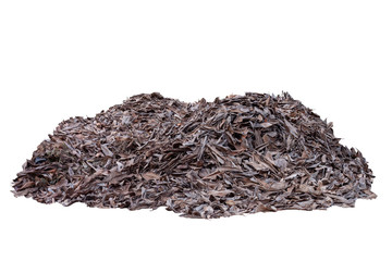 A pile of dry leaves on the ground isolated on white background included clipping path.
