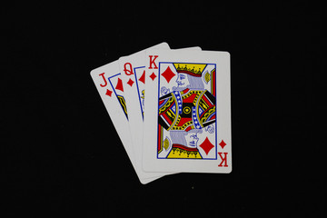 Playing Card with black background, Poker. Blackjack.