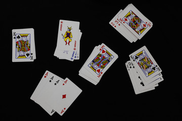 Playing Card with black background, Poker. Blackjack.