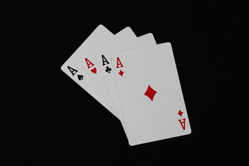 Playing Card with black background, Poker. Blackjack.