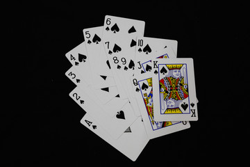 Playing Card with black background, Poker. Blackjack.