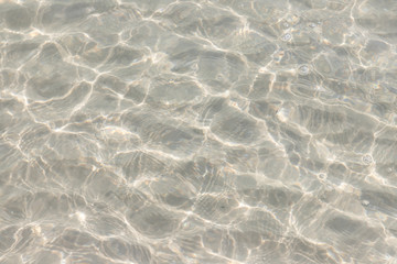 Fototapeta na wymiar clear ripple sea and wave on white sand at Huahin Beach in summer time, Thailand. natural ocean water ripple texture.