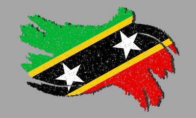 Grunge flag of Saint Kitts and Nevis, flag of Saint Kitts and Nevis with shadow on isolated background, vector illustration