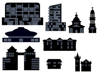 Obraz premium urban houses business and residential flat style