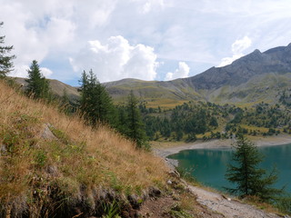 Fototapeta na wymiar Lac d'allos nature montagne ciel