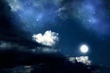 Naklejka na ściany i meble backgrounds night sky with stars, moon and clouds.