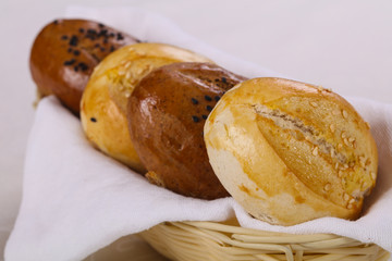 Bun assortment in the basket
