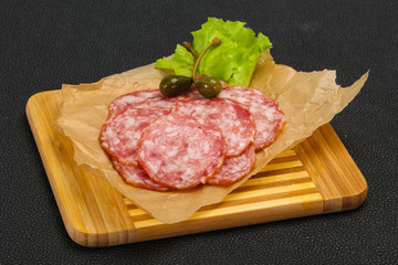 Spanish Salchichon sausage with salad