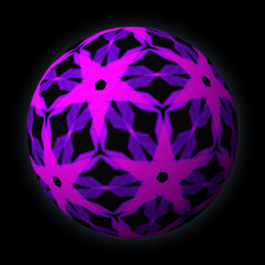 Artfully designed and colorful ball, 3D illustration on black background