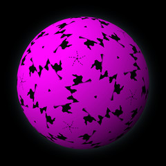 Artfully designed and colorful ball, 3D illustration on black background