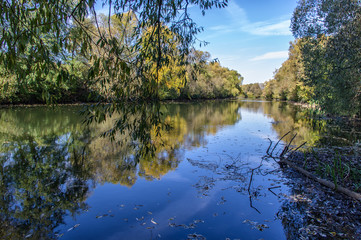 Autumn landscape of a small river in the Moscow region