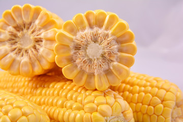 Fresh corn on cobs, closeup