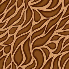 brown zebra or tiger skin, seamless pattern. Luxury dark lines on a beige background. Abstract stripes repeating background. Vector jungle print. Pattern of leopard, jaguar, animal hair texture. Full 