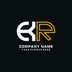 KR initial logo oval shaped letter. Monogram Logo Design Vector