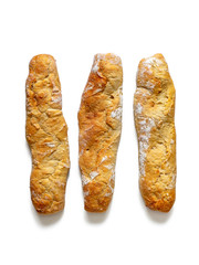 Three rustic baguettes, view from above